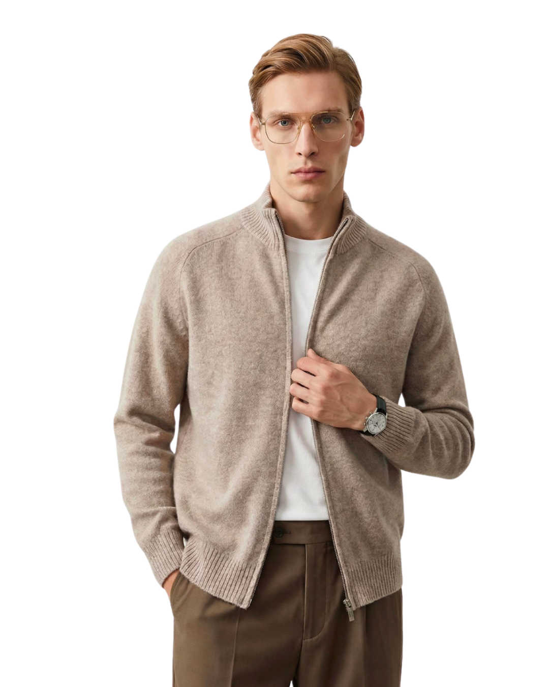 Pure Cashmere Zip-Up Sweater