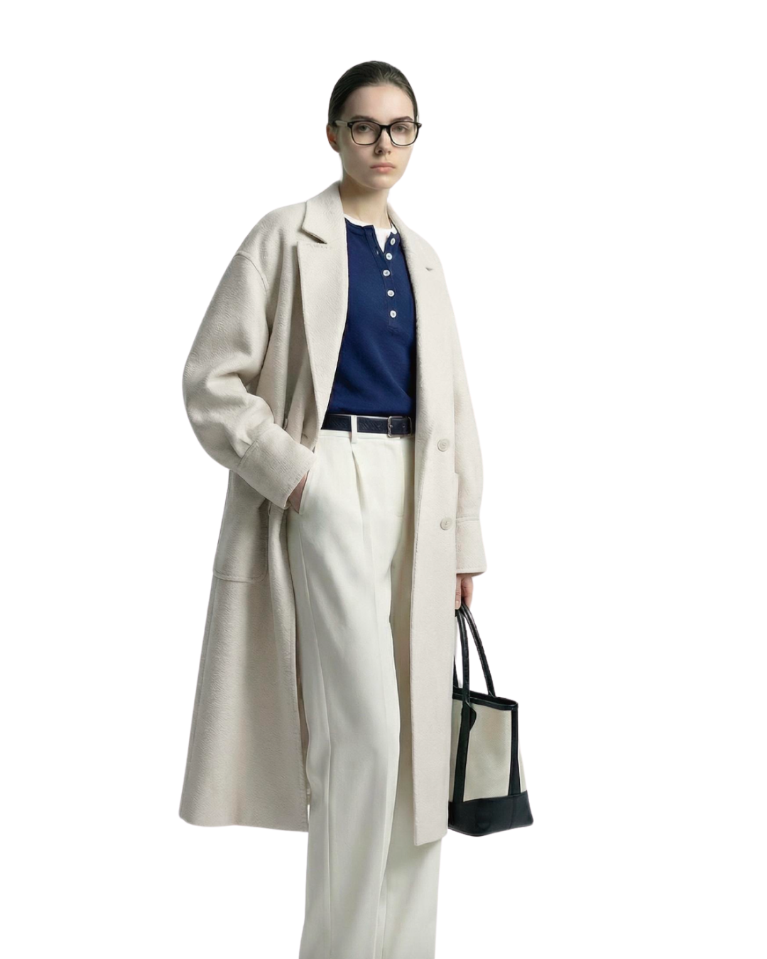 Water-Rippled Double-Faced Pure Cashmere Coat