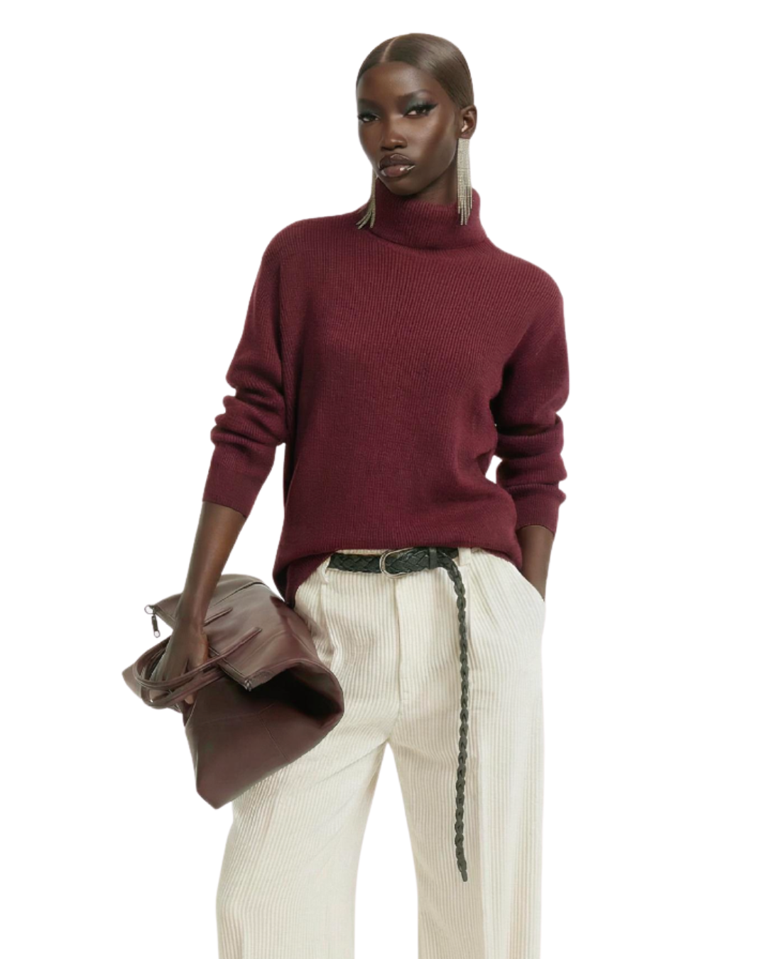 Pure Cashmere Crimson Roll-Neck