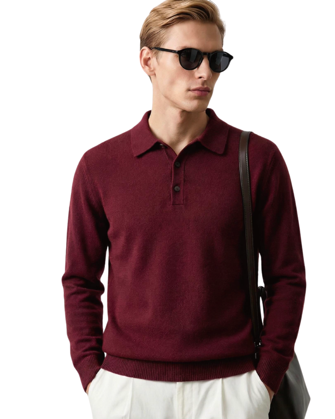 Crimson Cotton & Cashmere Knitted Polo Shirt